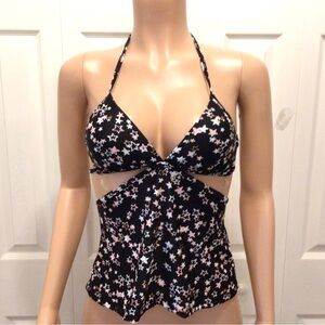 HULA HONEY Juniors Starstruck Cutout Halter Tankini Top Size Small
